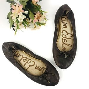 Sam Edelman Leather Brown Ballet Bow Flats